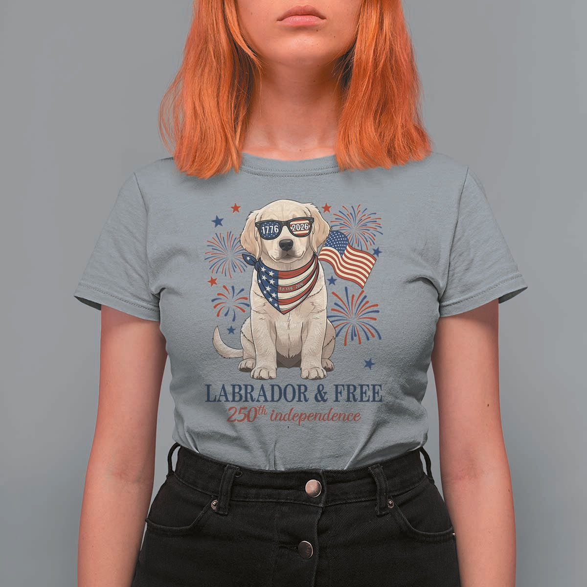 250th America Anniversary T Shirt For Women Labrador Retriever American Flag 4th of July