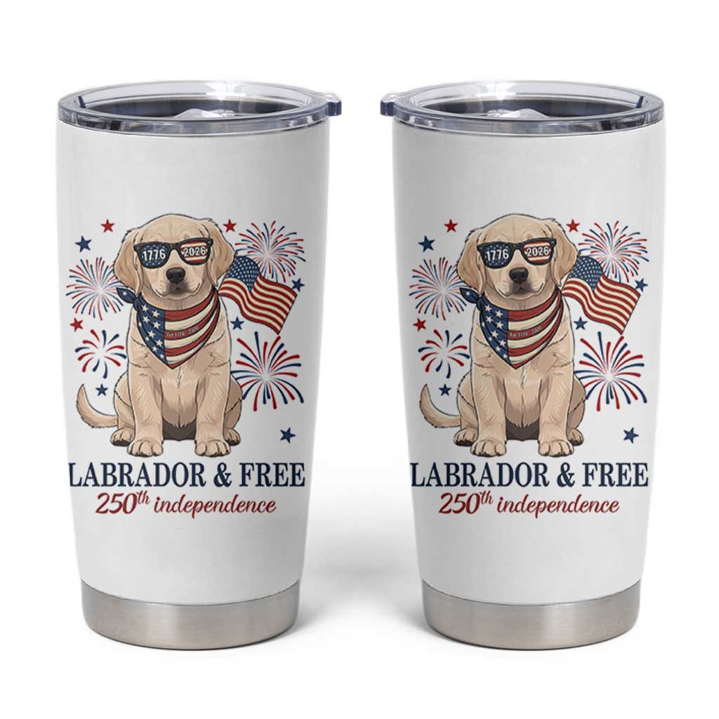 250th America Anniversary Tumbler Cup Labrador Retriever American Flag 4th of July