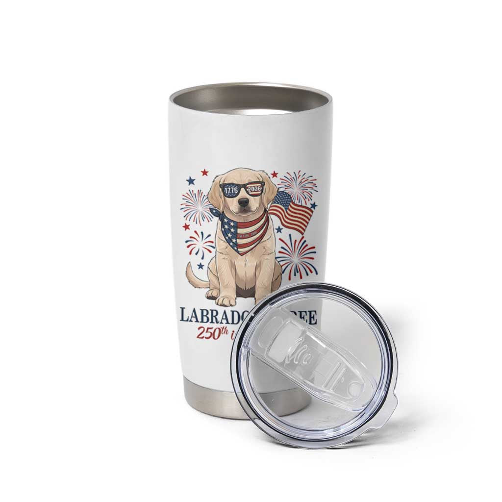 250th America Anniversary Tumbler Cup Labrador Retriever American Flag 4th of July
