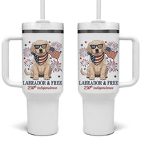 250th America Anniversary Tumbler With Handle Labrador Retriever American Flag 4th of July