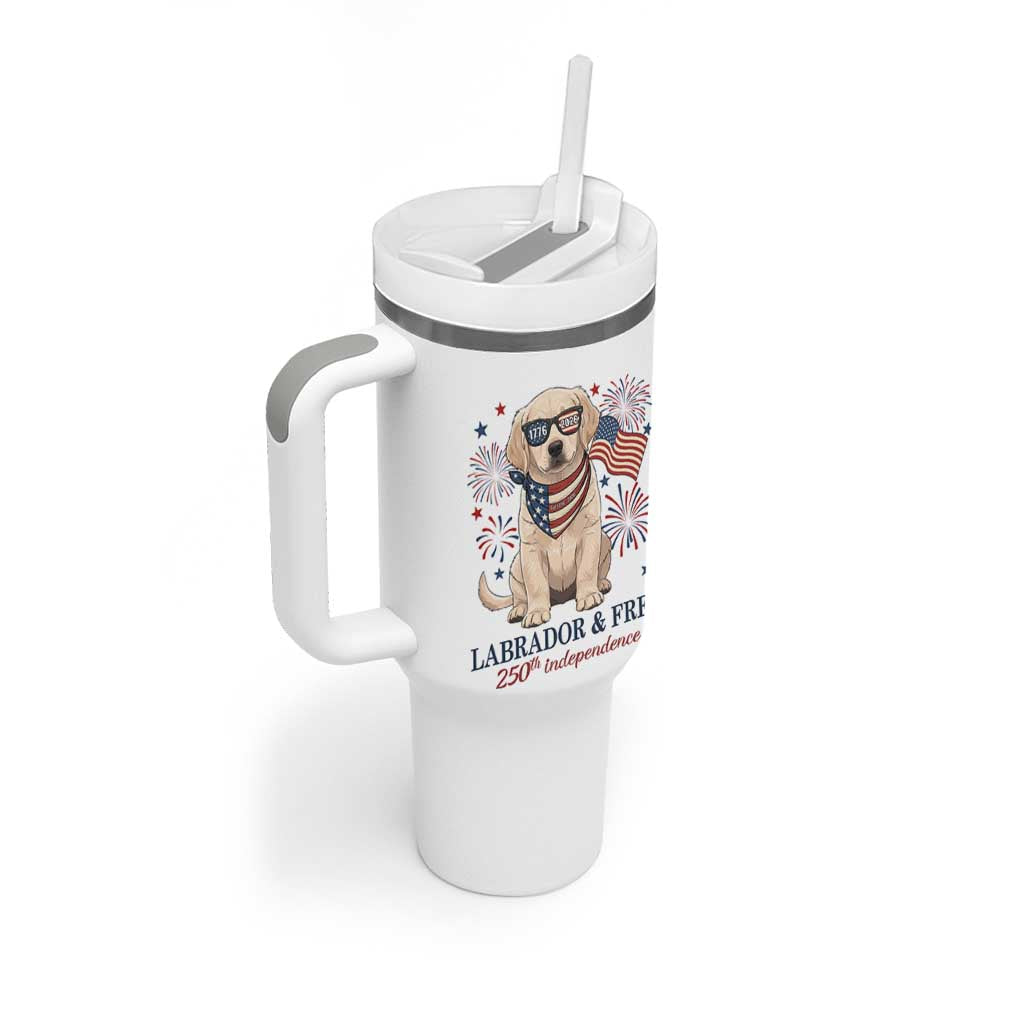 250th America Anniversary Tumbler With Handle Labrador Retriever American Flag 4th of July