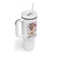 250th America Anniversary Tumbler With Handle Labrador Retriever American Flag 4th of July