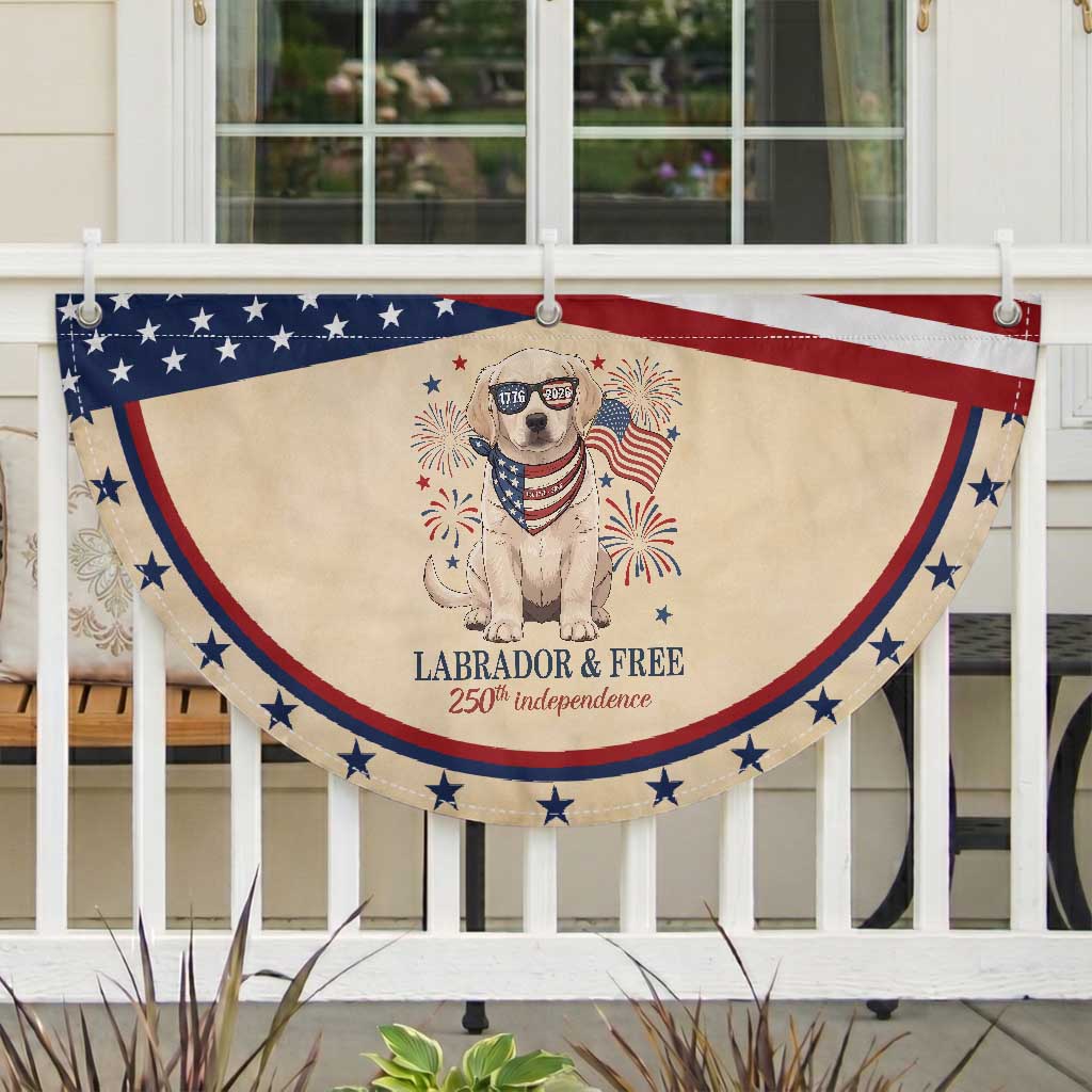 250th Anniversary USA Patriotic Fan Flag Labrador Retriever American Flag 4th of July
