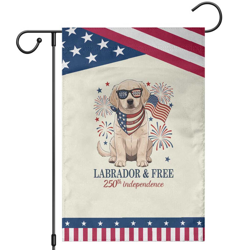 250th America Anniversary Patriotic Garden Flag Labrador Retriever American Flag 4th of July