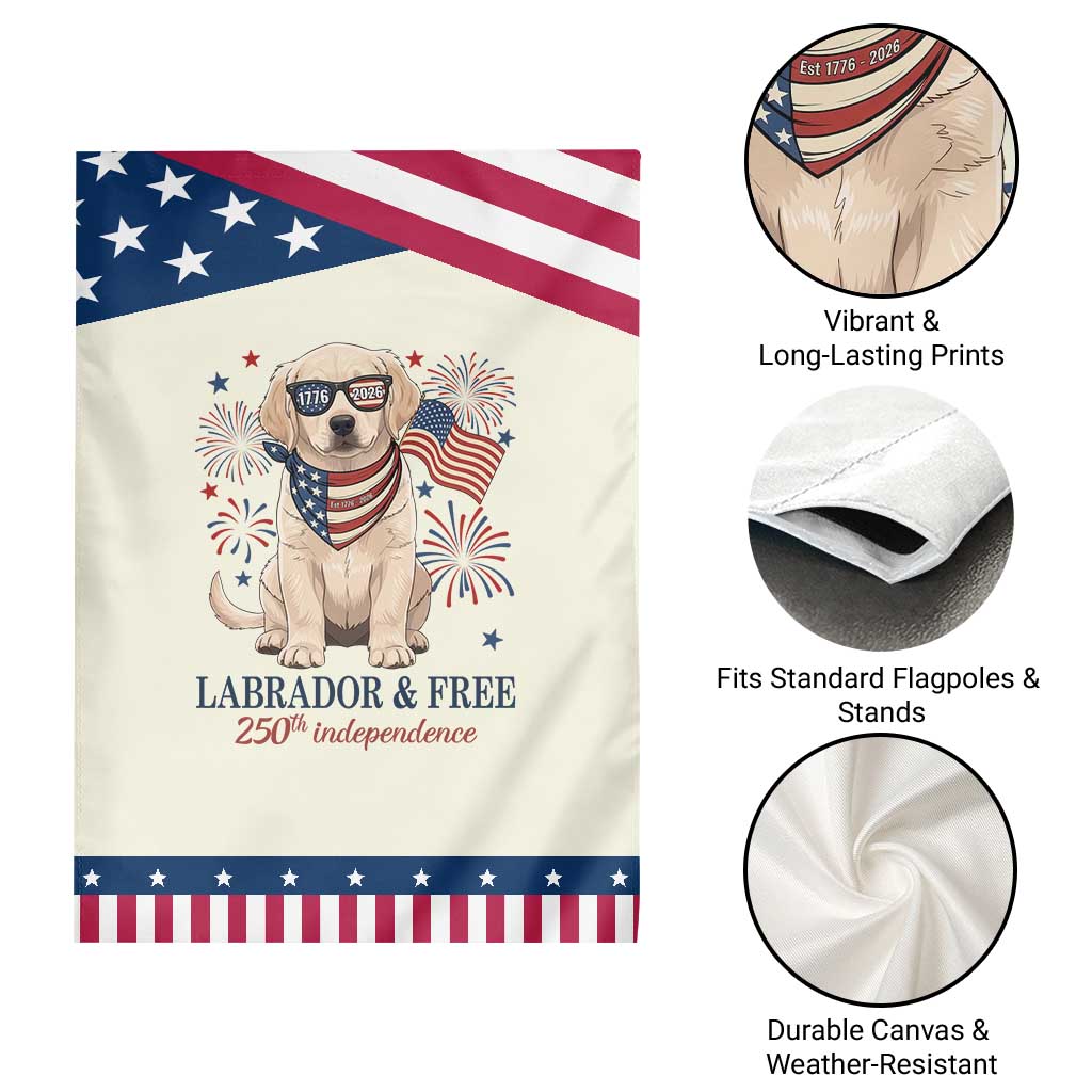 250th America Anniversary Patriotic Garden Flag Labrador Retriever American Flag 4th of July