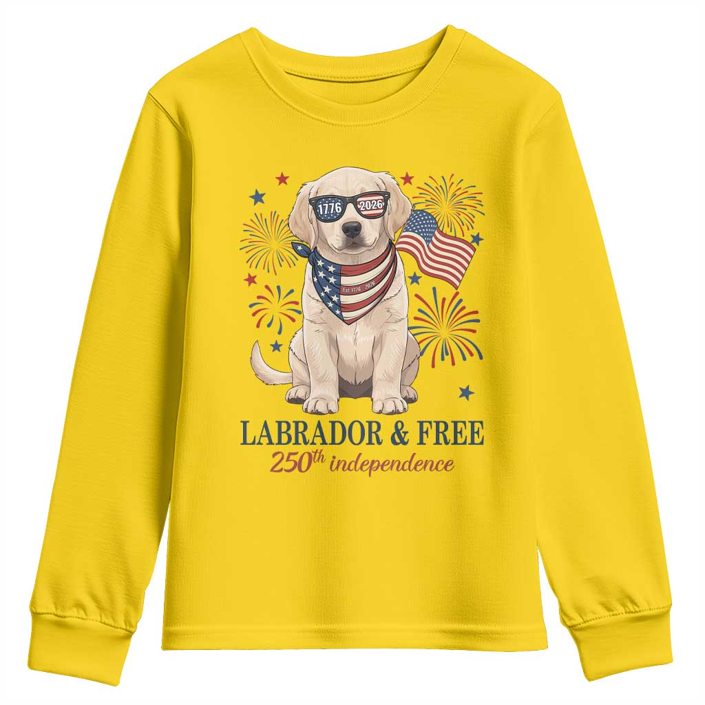 250th America Anniversary Youth Sweatshirt Labrador Retriever American Flag 4th of July