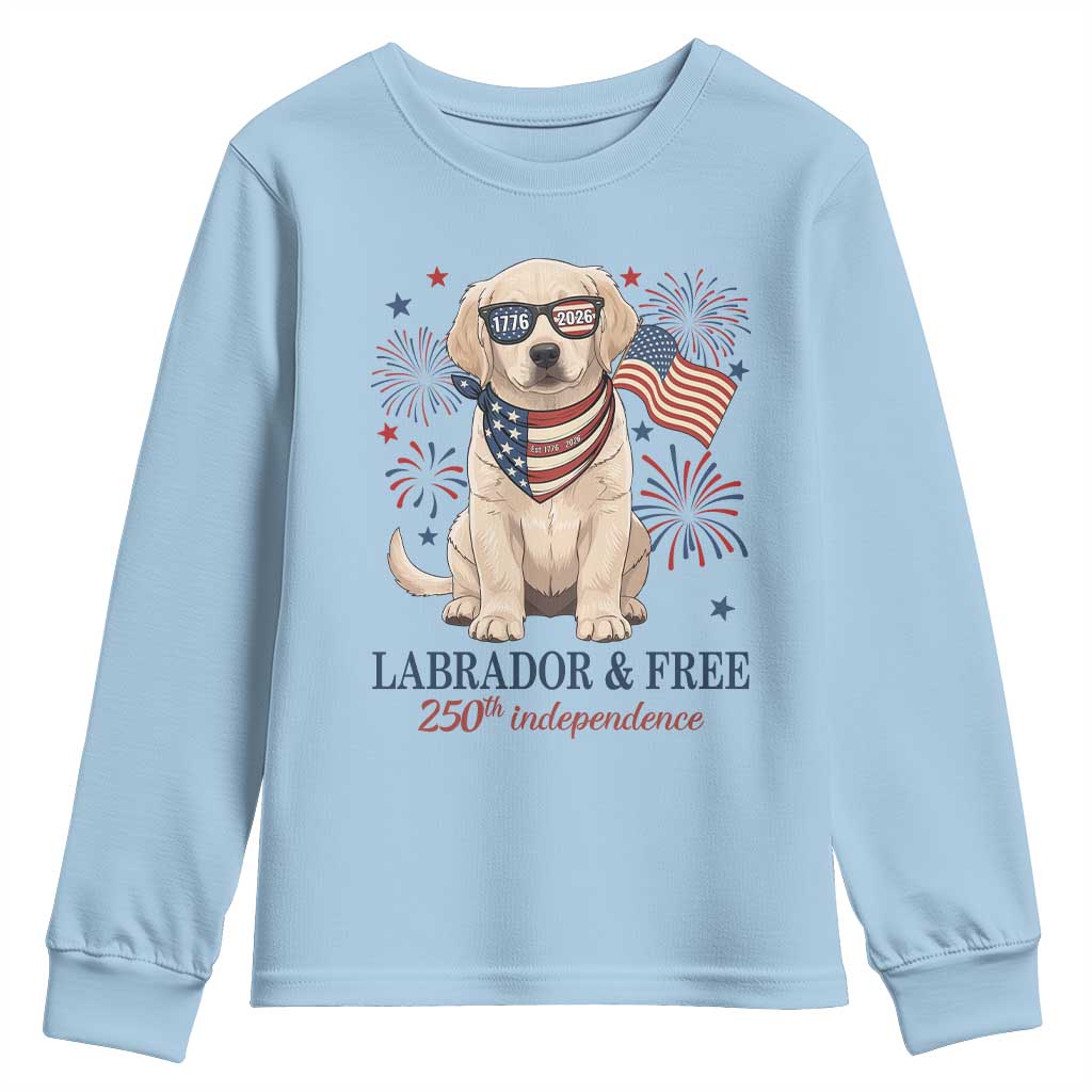250th America Anniversary Youth Sweatshirt Labrador Retriever American Flag 4th of July