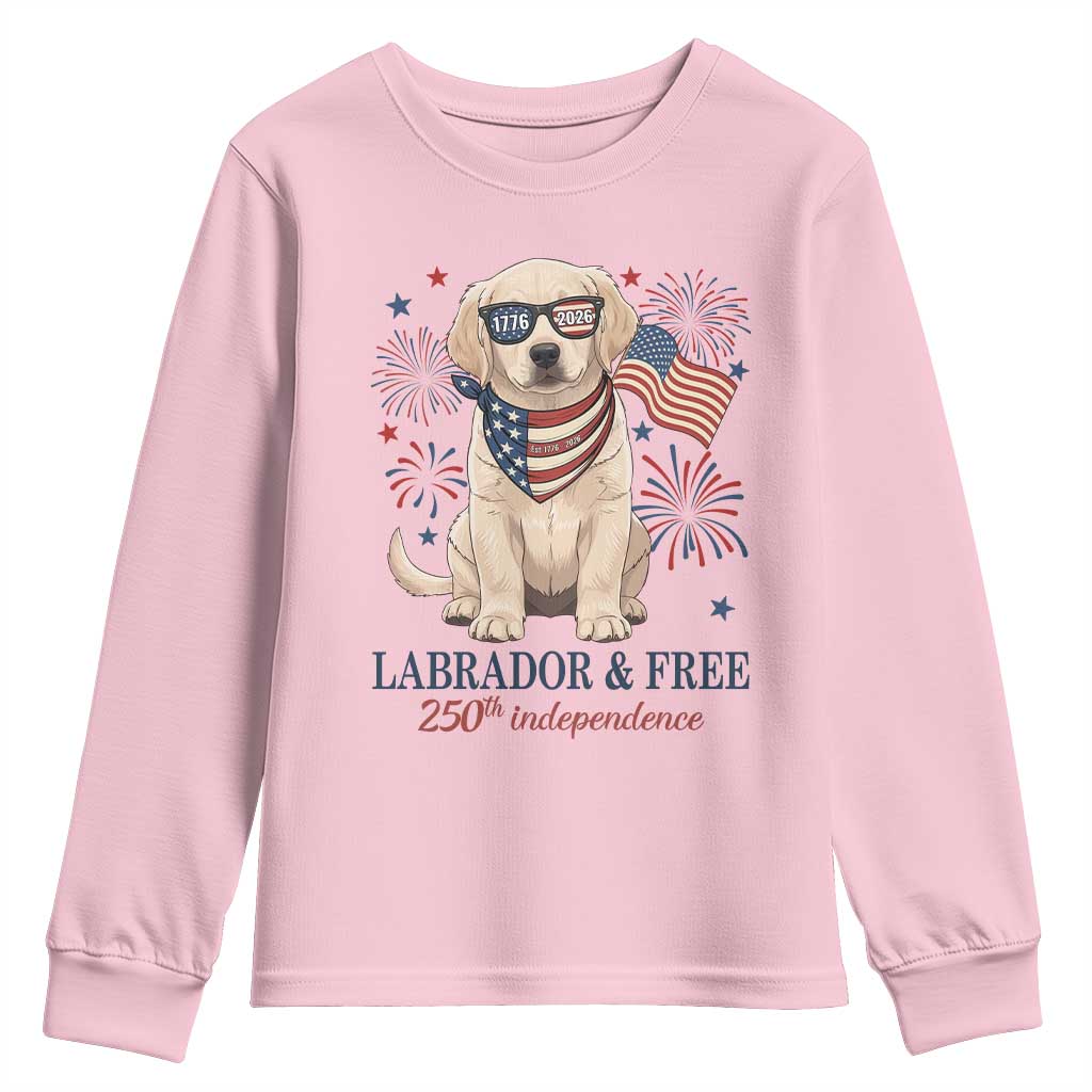 250th America Anniversary Youth Sweatshirt Labrador Retriever American Flag 4th of July