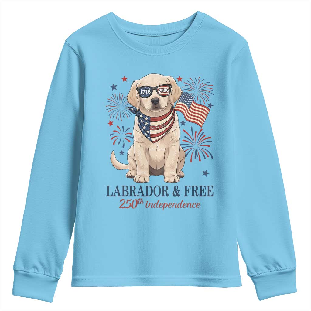 250th America Anniversary Youth Sweatshirt Labrador Retriever American Flag 4th of July
