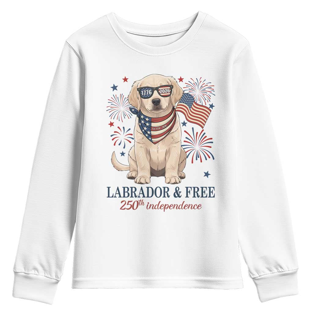 250th America Anniversary Youth Sweatshirt Labrador Retriever American Flag 4th of July