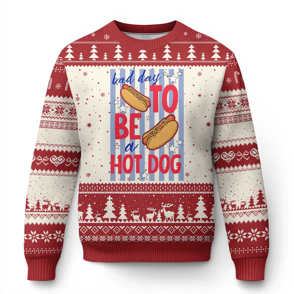 Bad Day To Be A Hot Dog Ugly Christmas Sweater 4th of July Summer Beach