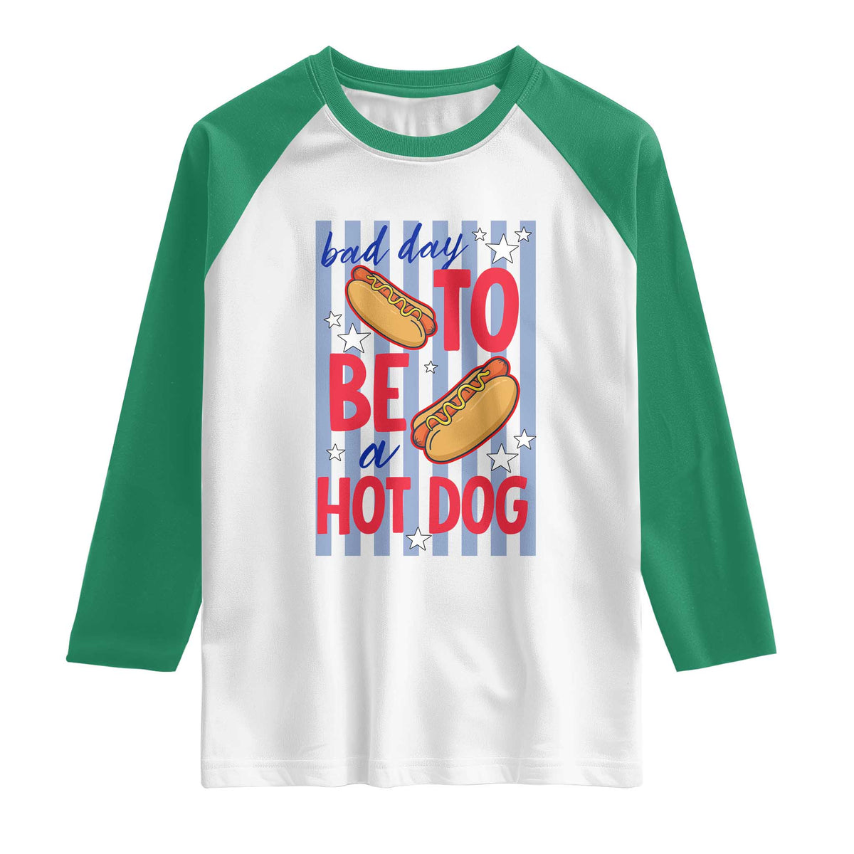 Bad Day To Be A Hot Dog Raglan Shirt 4th of July Summer Beach
