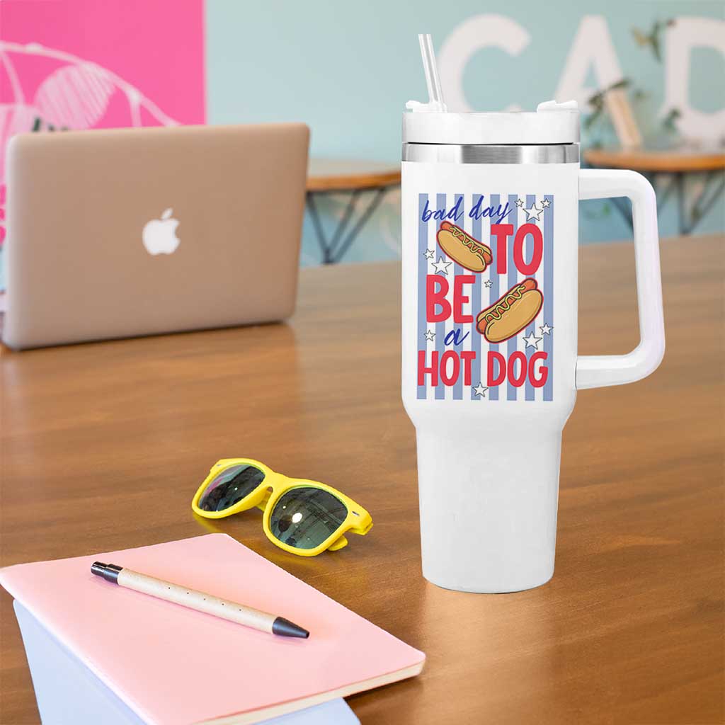 Bad Day To Be A Hot Dog Tumbler With Handle 4th of July Summer Beach