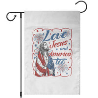 Loves Jesus and America Too Garden Flag Patriotic Christian Jesus 4th of July