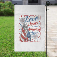 Loves Jesus and America Too Garden Flag Patriotic Christian Jesus 4th of July