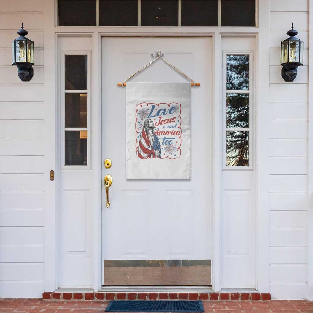 Loves Jesus and America Too Garden Flag Patriotic Christian Jesus 4th of July