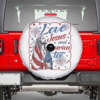 Loves Jesus and America Too Spare Tire Cover Patriotic Christian Jesus 4th of July