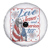 Loves Jesus and America Too Spare Tire Cover Patriotic Christian Jesus 4th of July