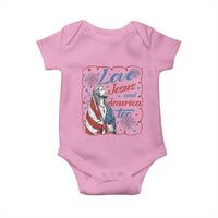 Loves Jesus and America Too Baby Onesie Patriotic Christian Jesus 4th of July
