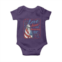 Loves Jesus and America Too Baby Onesie Patriotic Christian Jesus 4th of July