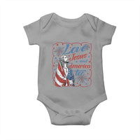 Loves Jesus and America Too Baby Onesie Patriotic Christian Jesus 4th of July