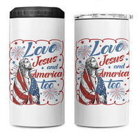 Loves Jesus and America Too 4 in 1 Can Cooler Tumbler Patriotic Christian Jesus 4th of July