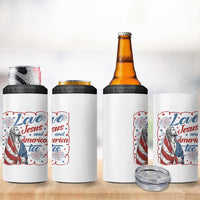 Loves Jesus and America Too 4 in 1 Can Cooler Tumbler Patriotic Christian Jesus 4th of July
