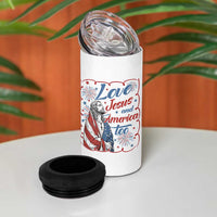 Loves Jesus and America Too 4 in 1 Can Cooler Tumbler Patriotic Christian Jesus 4th of July