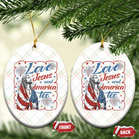 Loves Jesus and America Too Ceramic Ornament Patriotic Christian Jesus 4th of July