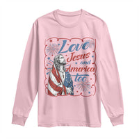 Loves Jesus and America Too Long Sleeve Shirt Patriotic Christian Jesus 4th of July