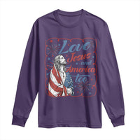 Loves Jesus and America Too Long Sleeve Shirt Patriotic Christian Jesus 4th of July