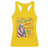 Loves Jesus and America Too Racerback Tank Top Patriotic Christian Jesus 4th of July