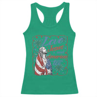 Loves Jesus and America Too Racerback Tank Top Patriotic Christian Jesus 4th of July
