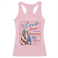Loves Jesus and America Too Racerback Tank Top Patriotic Christian Jesus 4th of July
