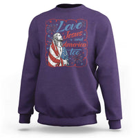 Loves Jesus and America Too Sweatshirt Patriotic Christian Jesus 4th of July