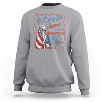 Loves Jesus and America Too Sweatshirt Patriotic Christian Jesus 4th of July