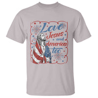 Loves Jesus and America Too T Shirt Patriotic Christian Jesus 4th of July