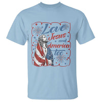 Loves Jesus and America Too T Shirt Patriotic Christian Jesus 4th of July