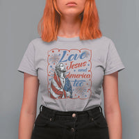 Loves Jesus and America Too T Shirt For Women Patriotic Christian Jesus 4th of July