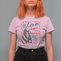 Loves Jesus and America Too T Shirt For Women Patriotic Christian Jesus 4th of July