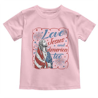 Loves Jesus and America Too Toddler T Shirt Patriotic Christian Jesus 4th of July