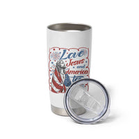 Loves Jesus and America Too Tumbler Cup Patriotic Christian Jesus 4th of July