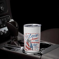 Loves Jesus and America Too Tumbler Cup Patriotic Christian Jesus 4th of July
