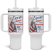 Loves Jesus and America Too Tumbler With Handle Patriotic Christian Jesus 4th of July