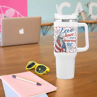 Loves Jesus and America Too Tumbler With Handle Patriotic Christian Jesus 4th of July