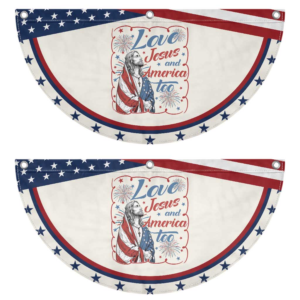 Loves Jesus and America Too Patriotic Fan Flag Christian Jesus 4th of July