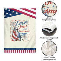Loves Jesus and America Too Patriotic Garden Flag Christian Jesus 4th of July