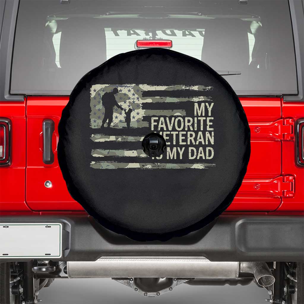 My Favorite Veteran is My Dad Spare Tire Cover Veteran Dad Camo American Flag