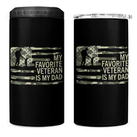 My Favorite Veteran is My Dad 4 in 1 Can Cooler Tumbler Veteran Dad Camo American Flag