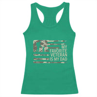 My Favorite Veteran is My Dad Racerback Tank Top Veteran Dad Camo American Flag